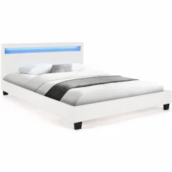 Lit avec LED 140x190 cm blanc*IDMarket New