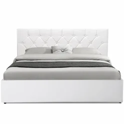 Lit coffre avec tête de lit blanc 160x200 cm*IDMarket Sale