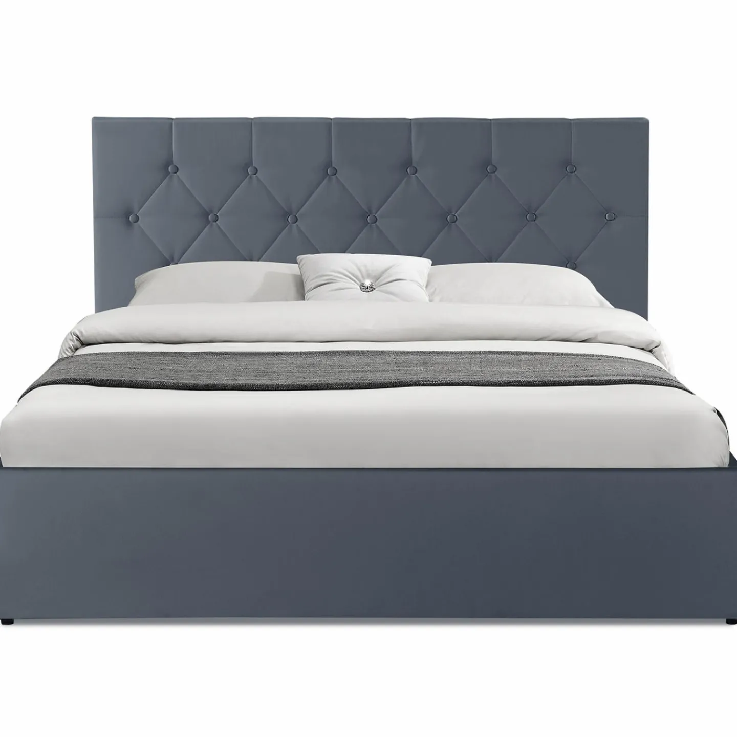 Lit coffre avec tête de lit gris 140x190 CM*IDMarket New