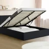 Lit coffre avec tête de lit noir 140x190 cm*IDMarket