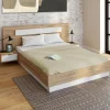 Lit double avec tête de lit, sommier et tables de nuit*IDMarket