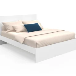Lit double avec tête de lit et sommier 160 x 200 cm blanc*IDMarket