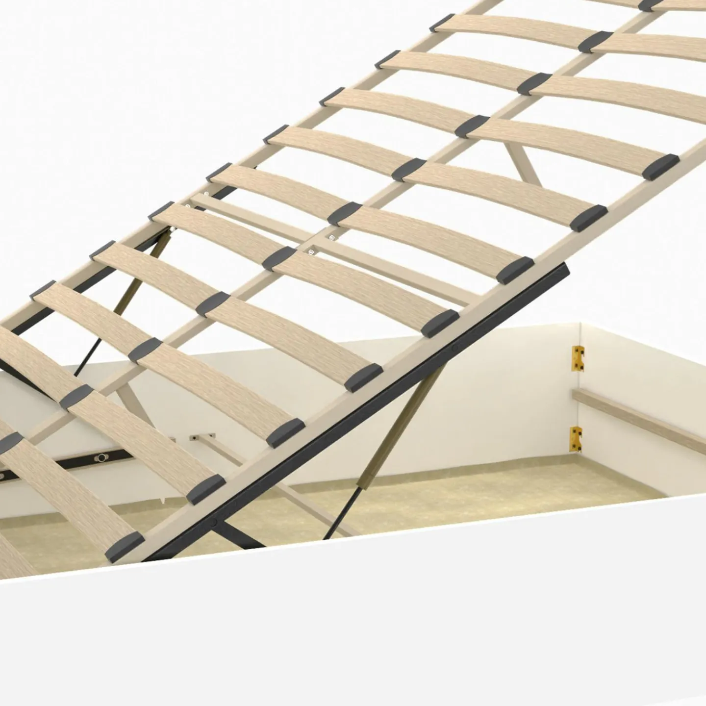 Lit double coffre 140x190 cm avec sommier blanc*IDMarket Clearance