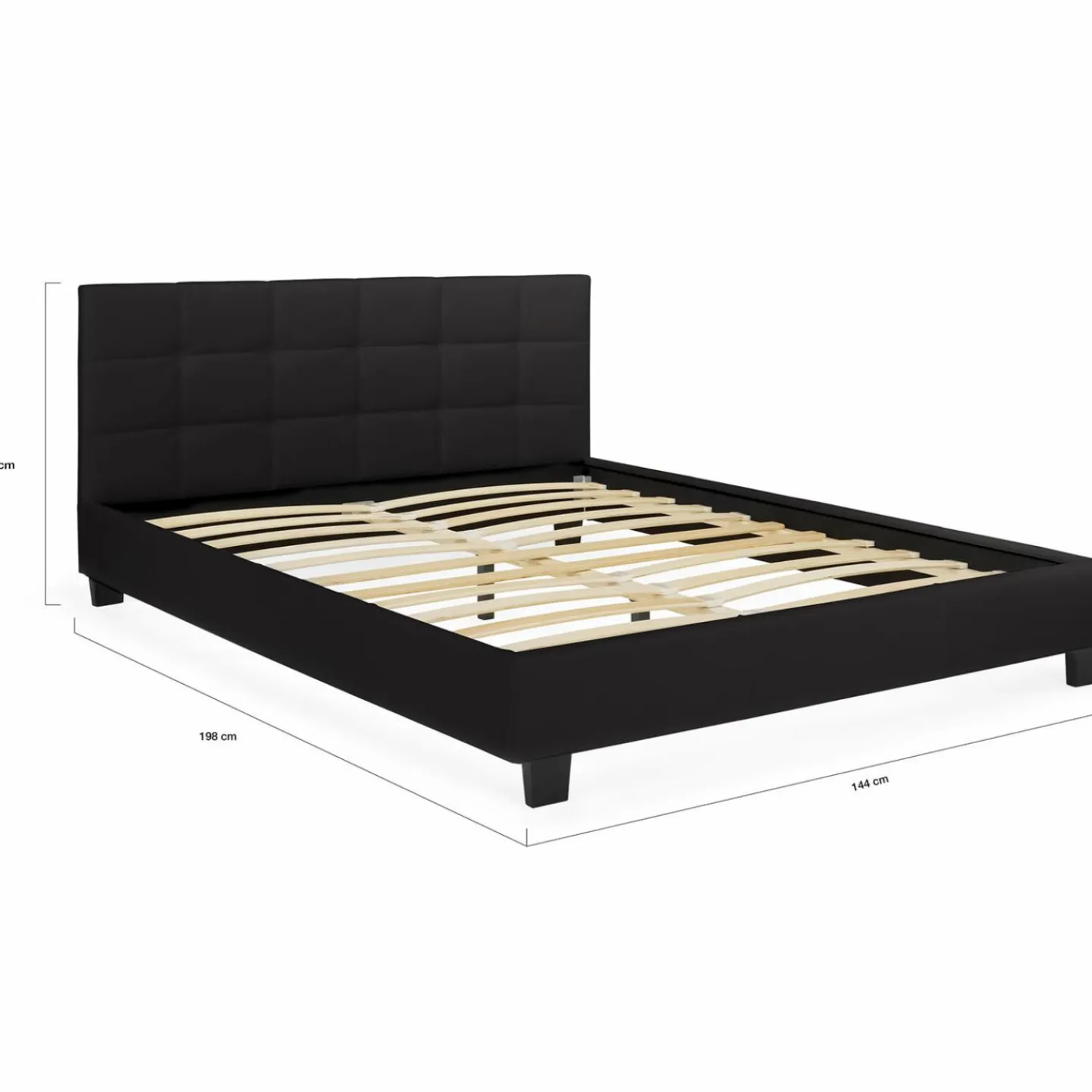 Lit double noir 140x190cm avec tête de lit*IDMarket Best