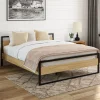 Lit double 140x190 cm style industriel avec sommier*IDMarket Clearance