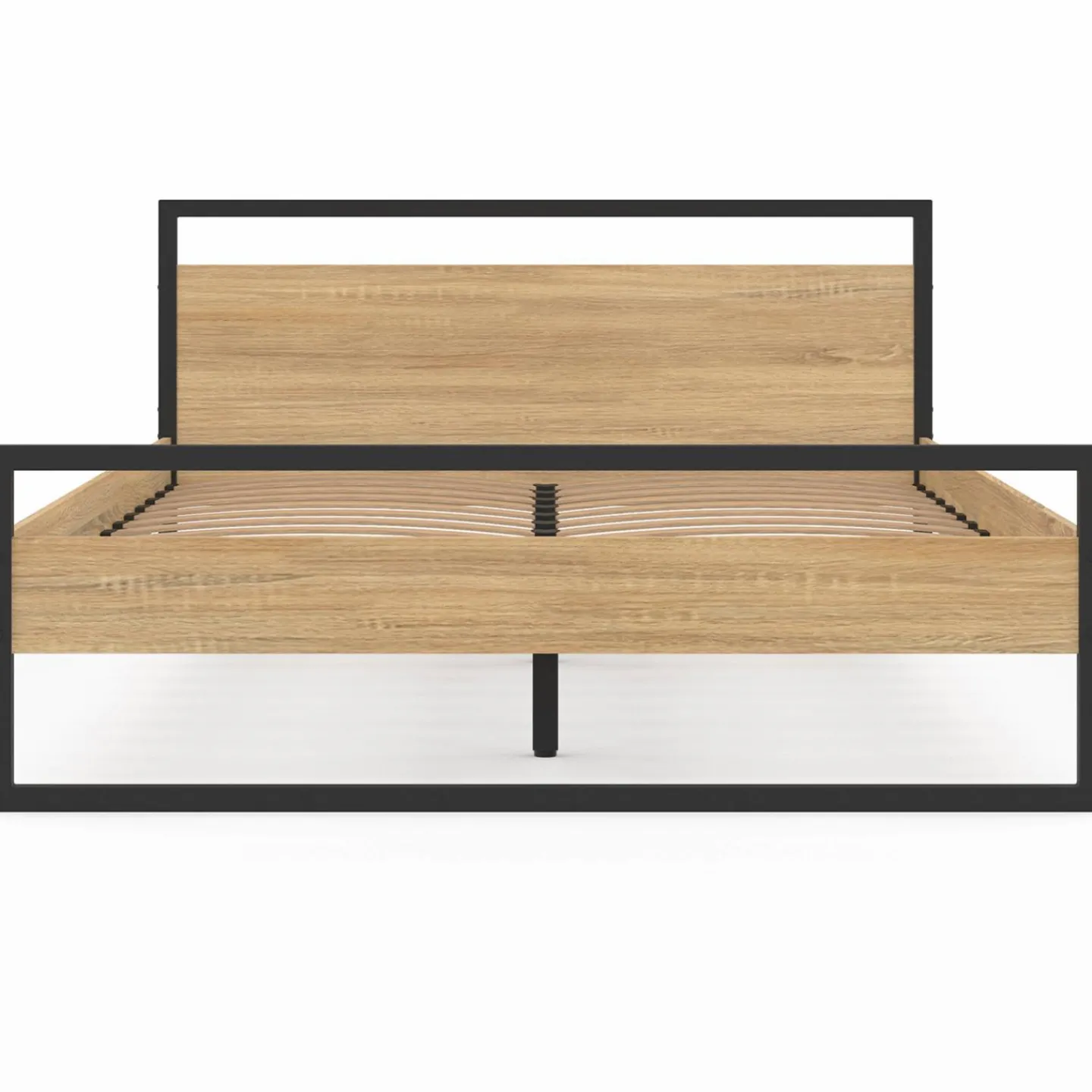 Lit double 140x190 cm style industriel avec sommier*IDMarket Clearance