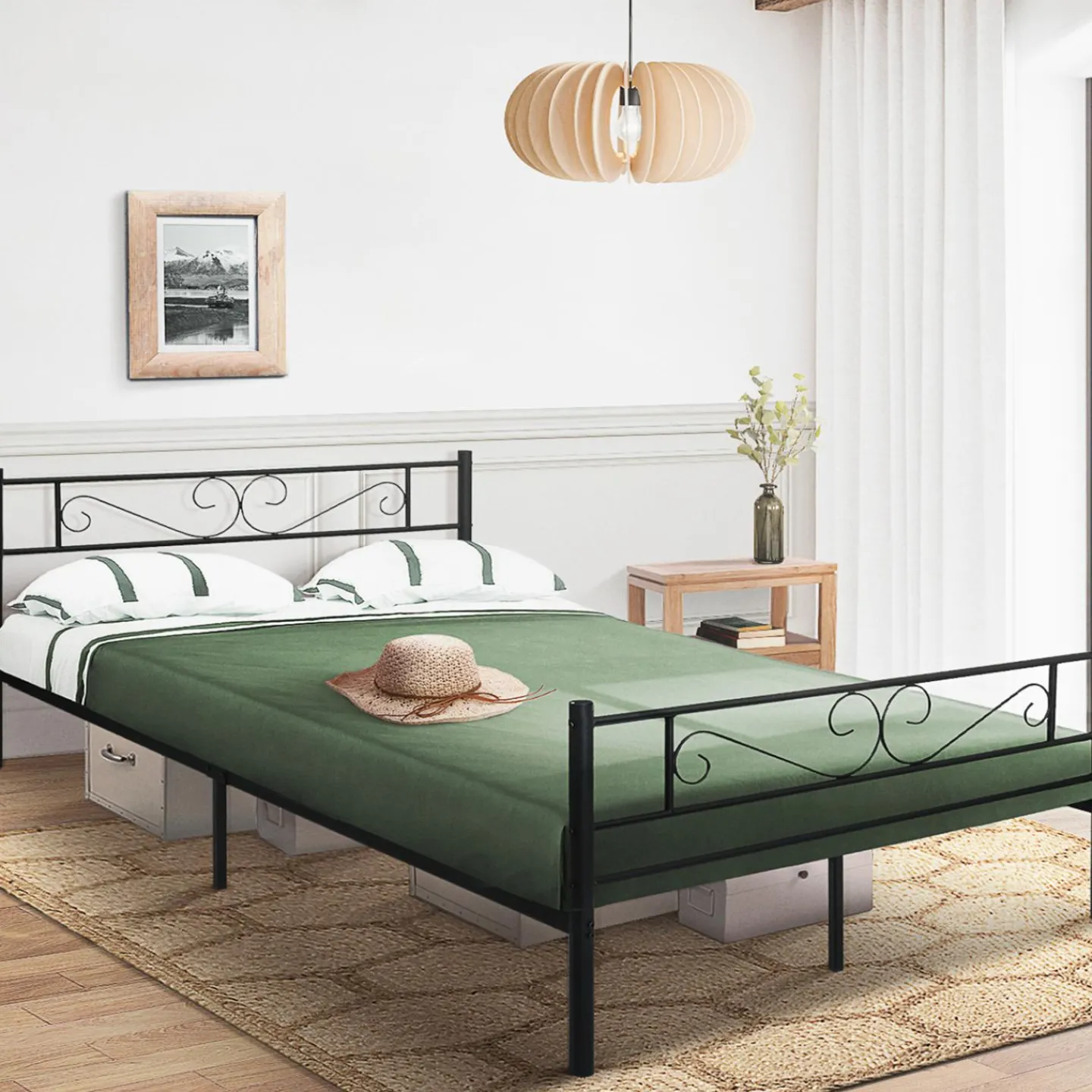 Lit en métal 140 x 190 cm avec sommier*IDMarket Sale