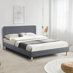 Lit scandinave gris 2 places 160x200 cm*IDMarket Clearance