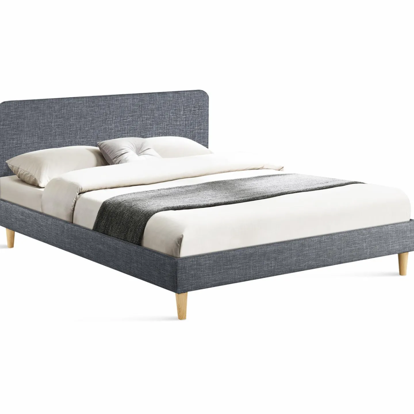 Lit scandinave gris 2 places 160x200 cm*IDMarket Clearance