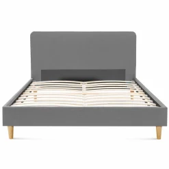 Lit scandinave gris clair 2 places*IDMarket New
