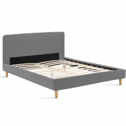 Lit scandinave gris clair 2 places*IDMarket New