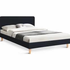 Lit scandinave noir 2 places 140x190 cm*IDMarket New