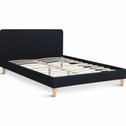 Lit scandinave noir 2 places 140x190 cm*IDMarket New