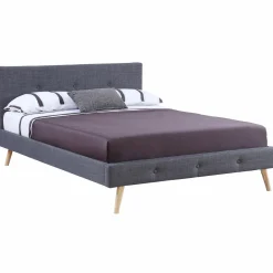 Lit style scandinave 160x200 cm gris*IDMarket