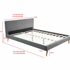 Lit style scandinave 160x200 cm gris*IDMarket