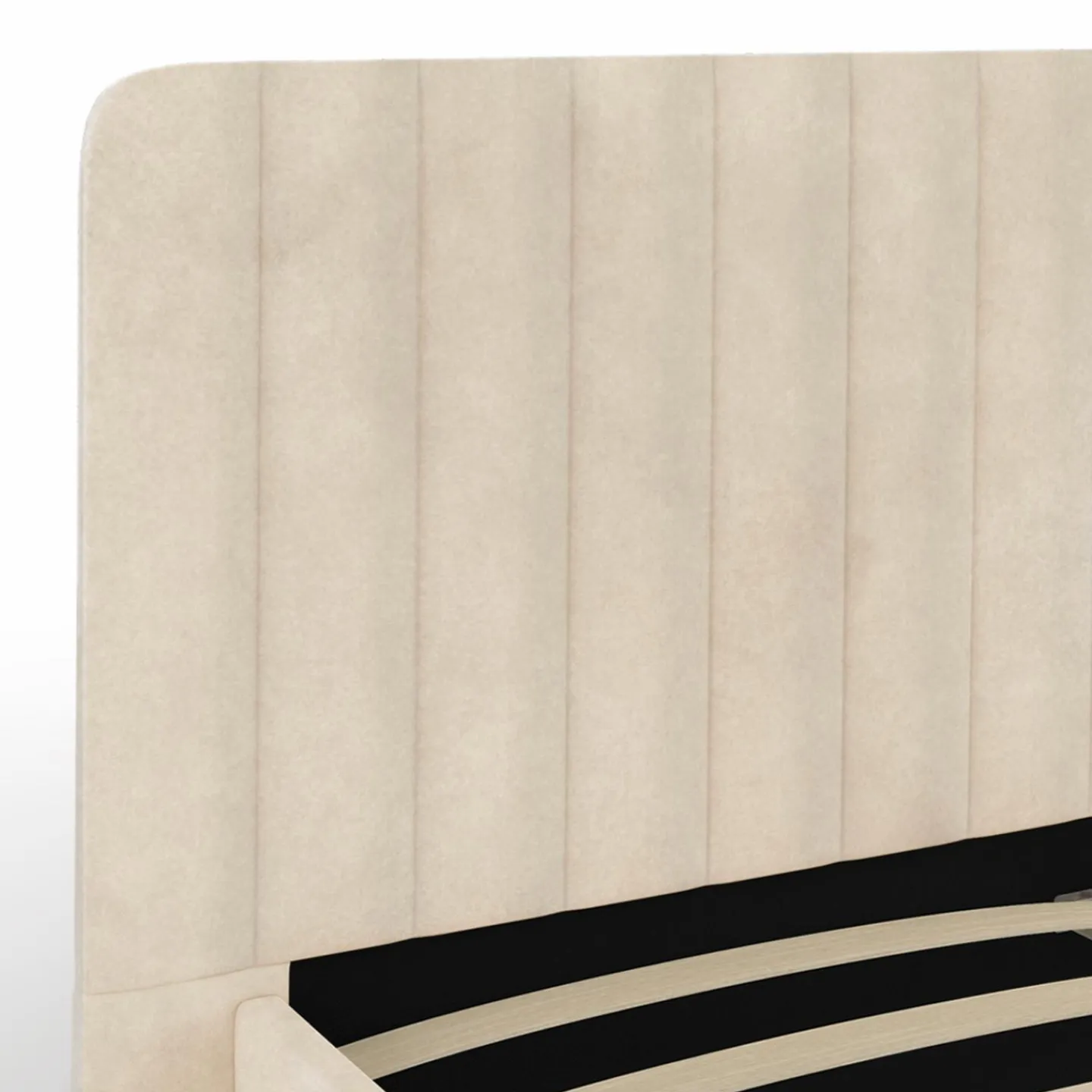 Lit 140x190 cm avec tête de lit et sommier en velours beige*IDMarket
