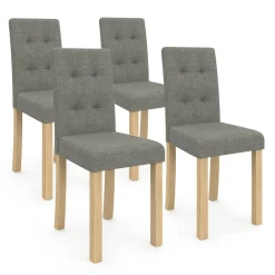 Lot 4 chaises capitonnées gris chiné*IDMarket