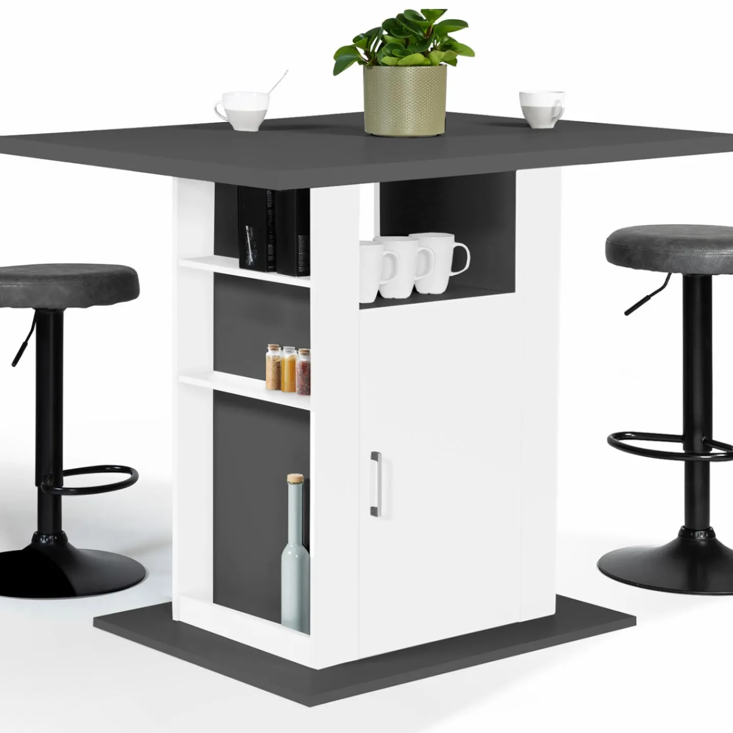 Îlot central cuisine bois gris et blanc 110 cm*IDMarket Online