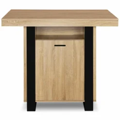 Îlot central industriel bois noir et imitation hêtre 110 cm*IDMarket
