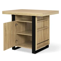 Îlot central industriel bois noir et imitation hêtre 110 cm*IDMarket