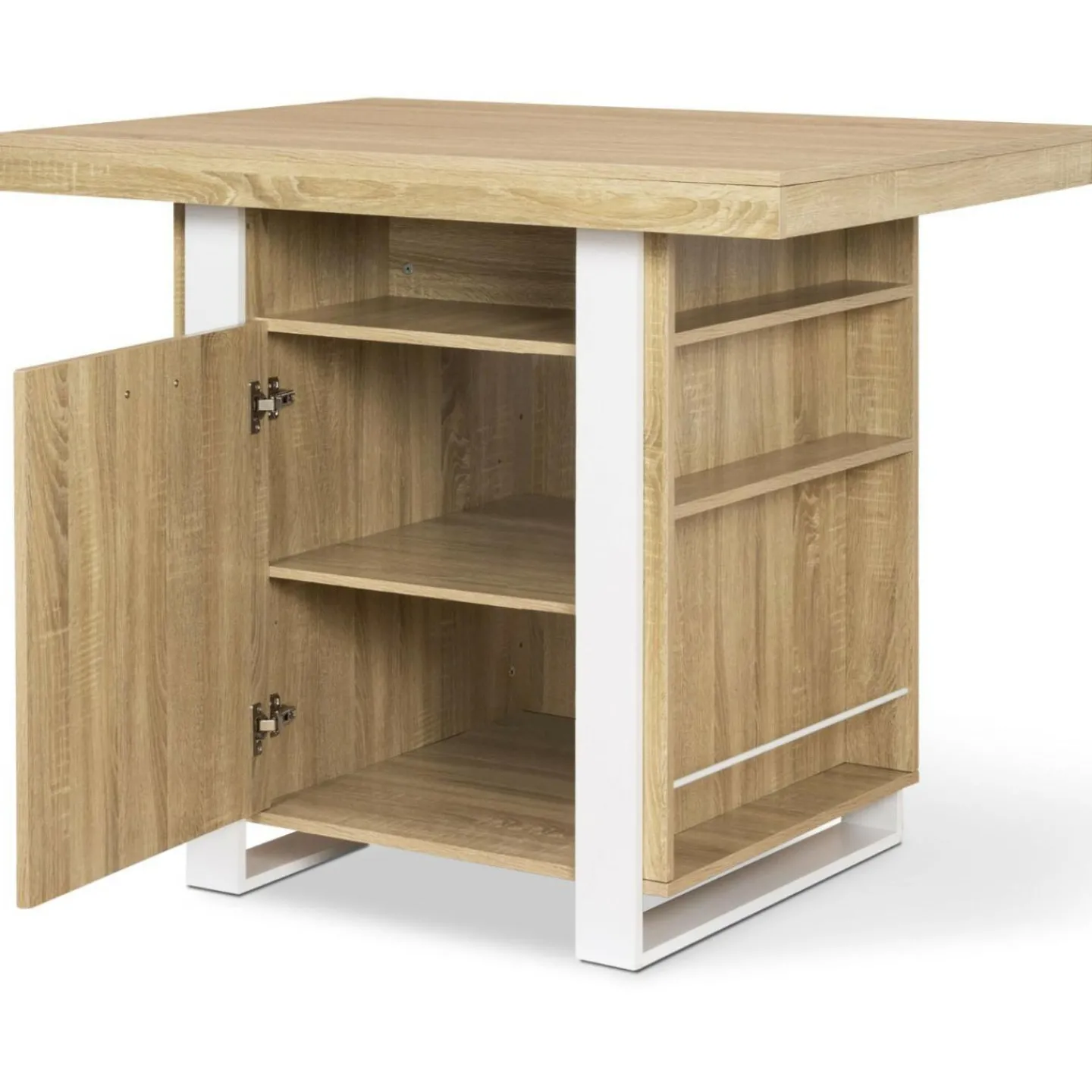 Îlot central industriel bois blanc et imitation hêtre 110 cm*IDMarket Best