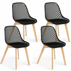 Lot de 4 chaises ajourées noires design*IDMarket Online