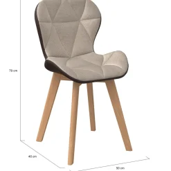 Lot de 4 chaises bi-matière en tissu et PU marron et taupe pour salle à manger*IDMarket Outlet