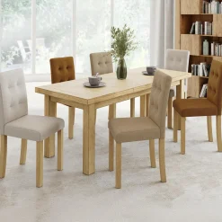 Lot de 6 chaises capitonnées tricolore taupe, beige et marron*IDMarket New