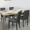 Lot de 4 chaises capitonnées en velours gris pieds noirs*IDMarket Discount