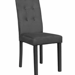 Lot de 4 chaises capitonnées en velours gris pieds noirs*IDMarket Discount