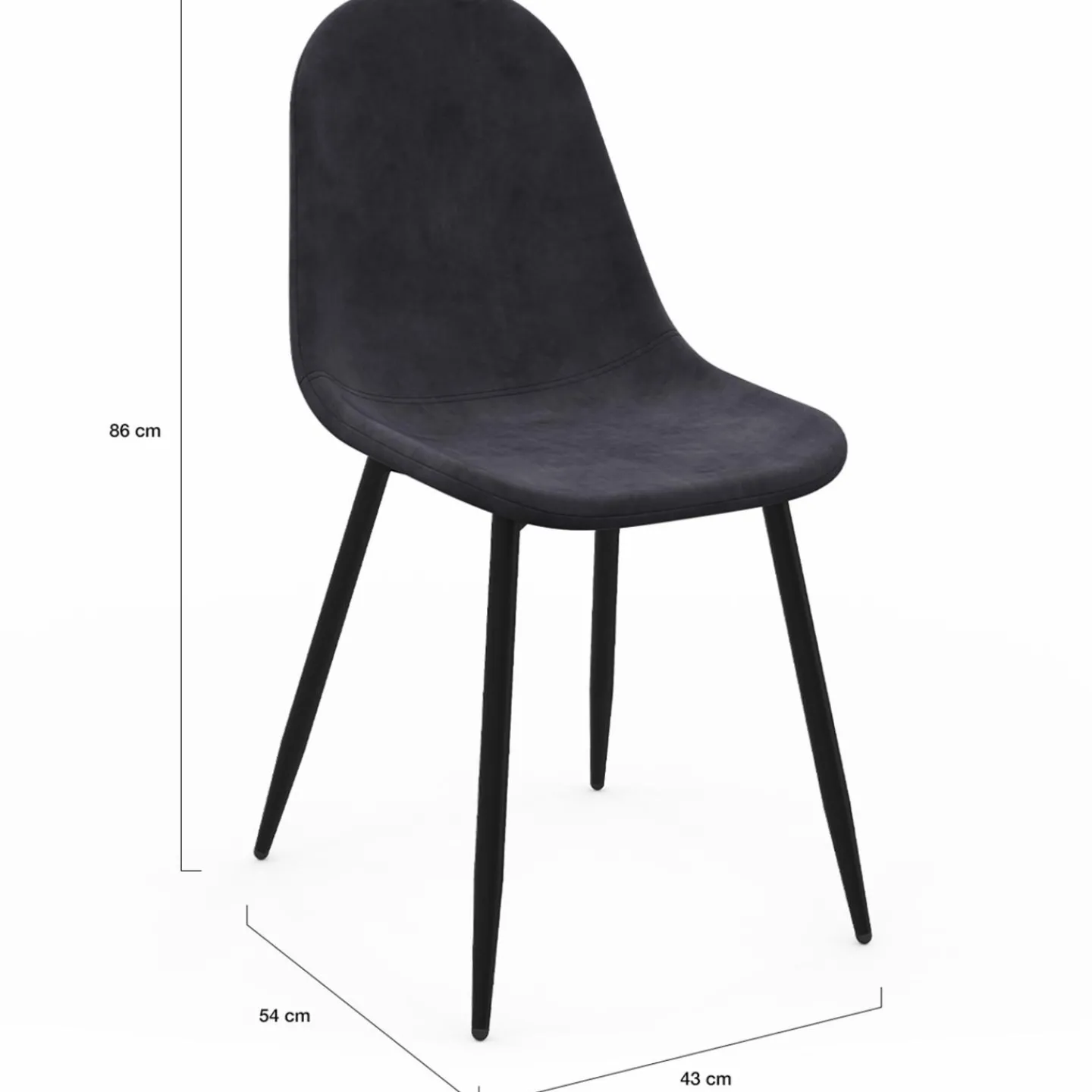 Lot de 6 chaises confortables en velours gris foncé*IDMarket Best