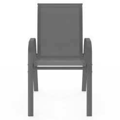 Lot de 4 chaises de jardin empilables en métal gris anthracite et textilène*IDMarket New