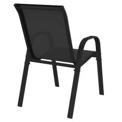 Lot de 4 chaises de jardin empilables en métal noir et textilène*IDMarket Clearance