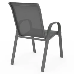Lot de 6 chaises de jardin empilables en métal gris, noir et bleu et textilène*IDMarket New