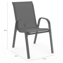 Lot de 6 chaises de jardin empilables en métal gris anthracite et textilène*IDMarket Sale