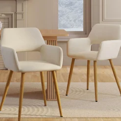 Lot de 2 chaises de salle à manger, fauteuils de table en velours beige*IDMarket New