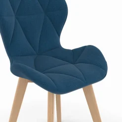 Lot de 4 chaises en tissu bleu canard design pour salle à manger*IDMarket Outlet