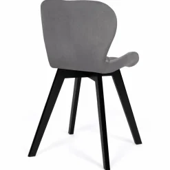 Lot de 4 chaises en velours gris clair avec pieds noirs assise matelassée*IDMarket Clearance