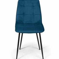 Lot de 4 chaises en velours bleu matelassé*IDMarket