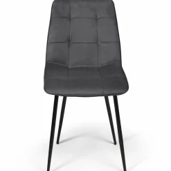 Lot de 6 chaises en velours gris foncé matelassé*IDMarket Sale