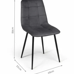 Lot de 6 chaises en velours gris foncé matelassé*IDMarket Sale