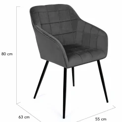 Lot de 2 chaises en velours gris avec accoudoirs*IDMarket New