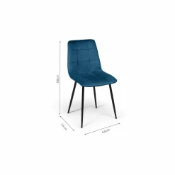 Lot de 6 chaises en velours mix color bleu et gris matelassées*IDMarket Best
