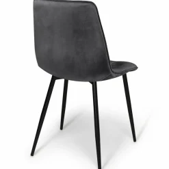 Lot de 4 chaises en velours gris foncé*IDMarket Outlet