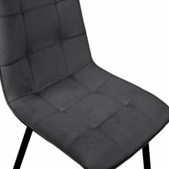 Lot de 4 chaises en velours gris foncé*IDMarket Outlet