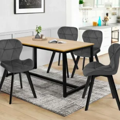 Lot de 4 chaises matelassées velours gris foncé*IDMarket Sale