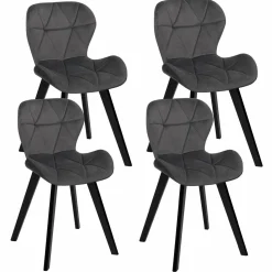 Lot de 4 chaises matelassées velours gris foncé*IDMarket Sale