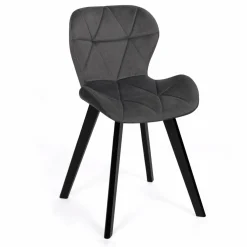 Lot de 4 chaises matelassées velours gris foncé*IDMarket Sale