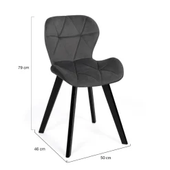 Lot de 4 chaises matelassées velours gris foncé*IDMarket Sale