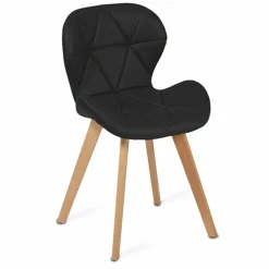 Lot de 4 chaises matelassées noires*IDMarket New